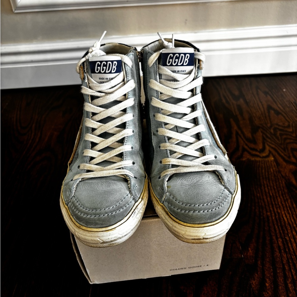 GGDB High-Top Sneakers in Denim with White Laces